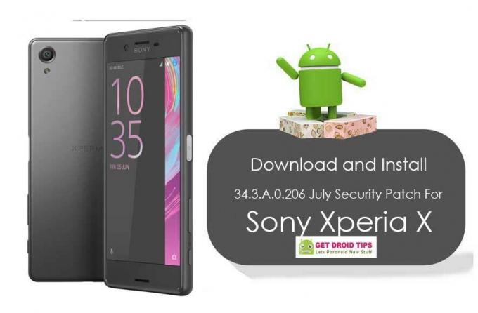 Laadige alla ja installige 34.3.A.0.206 juuli turvapaik Sony Xperia X jaoks