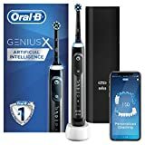 Bild på Oral-B Genius X med artificiell intelligens svart elektrisk tandborste, 1 tandborsthuvud, 6 lägen, gummitrycksensor, USB-laddningsresväska, UK 2-stiftsplugg, gåva för män / kvinnor