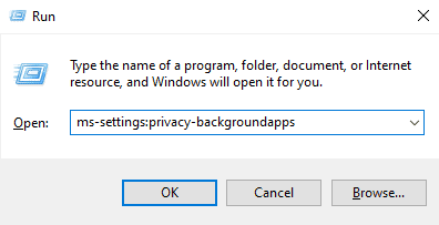 Otvorite postavku pozadinskih aplikacija - Windows
